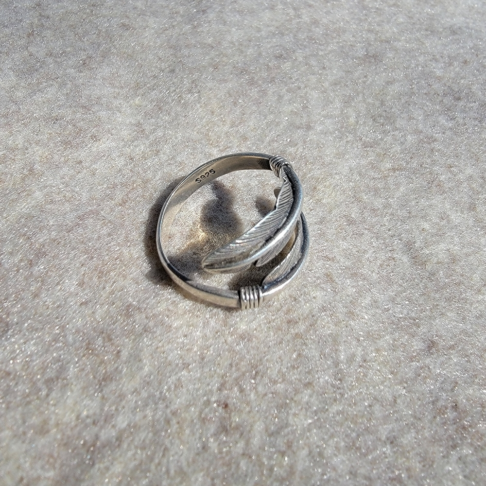 Sterling Silver Double Wrap Feather Ring - image 3